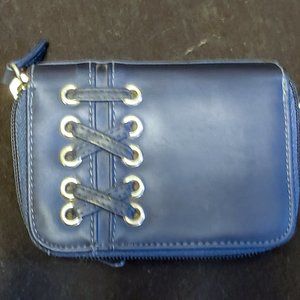Lace up faux leather wallet